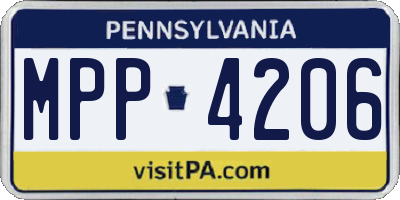 PA license plate MPP4206