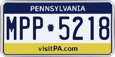 PA license plate MPP5218