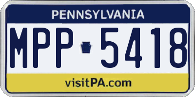 PA license plate MPP5418