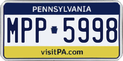 PA license plate MPP5998