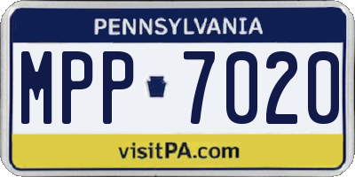 PA license plate MPP7020