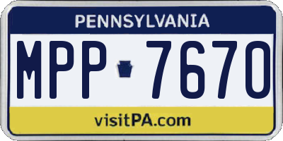 PA license plate MPP7670