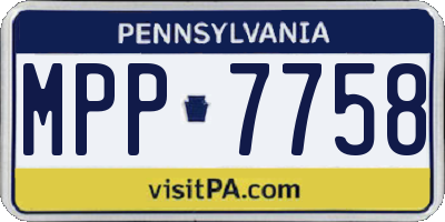 PA license plate MPP7758