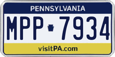 PA license plate MPP7934