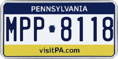 PA license plate MPP8118