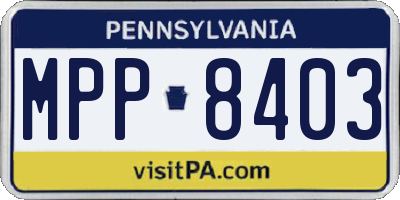PA license plate MPP8403