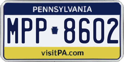 PA license plate MPP8602