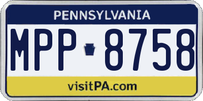 PA license plate MPP8758