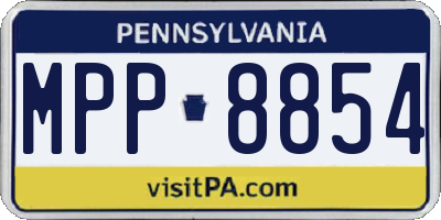 PA license plate MPP8854