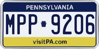 PA license plate MPP9206