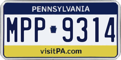 PA license plate MPP9314
