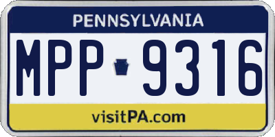 PA license plate MPP9316