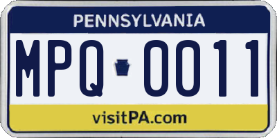 PA license plate MPQ0011