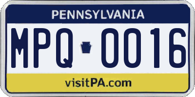 PA license plate MPQ0016