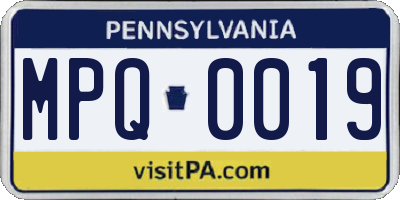 PA license plate MPQ0019