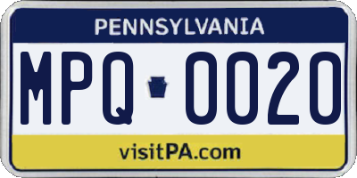 PA license plate MPQ0020