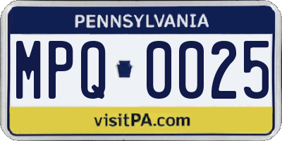 PA license plate MPQ0025