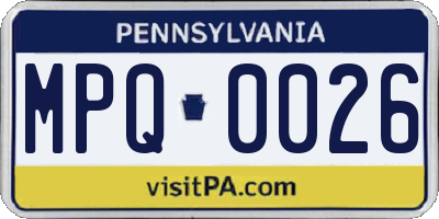 PA license plate MPQ0026