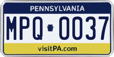 PA license plate MPQ0037