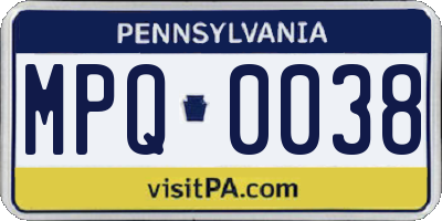 PA license plate MPQ0038
