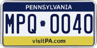PA license plate MPQ0040