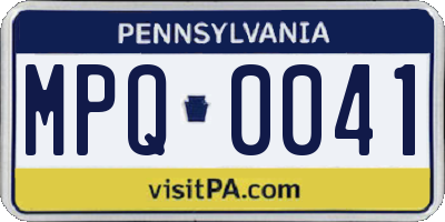 PA license plate MPQ0041