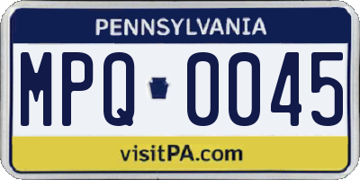 PA license plate MPQ0045