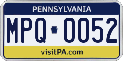 PA license plate MPQ0052