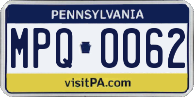 PA license plate MPQ0062