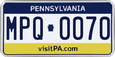 PA license plate MPQ0070