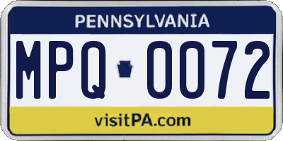 PA license plate MPQ0072