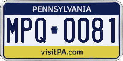 PA license plate MPQ0081
