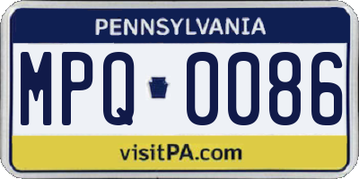 PA license plate MPQ0086