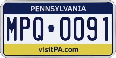 PA license plate MPQ0091