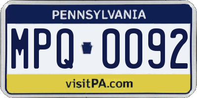 PA license plate MPQ0092