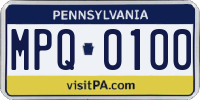 PA license plate MPQ0100