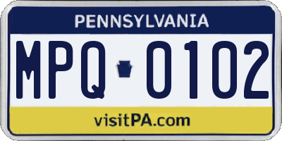 PA license plate MPQ0102