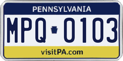 PA license plate MPQ0103