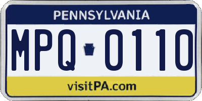 PA license plate MPQ0110