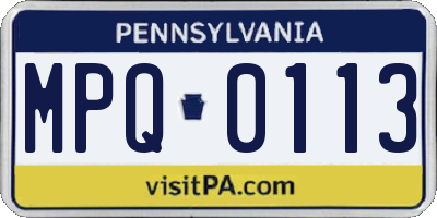 PA license plate MPQ0113