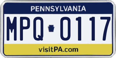 PA license plate MPQ0117