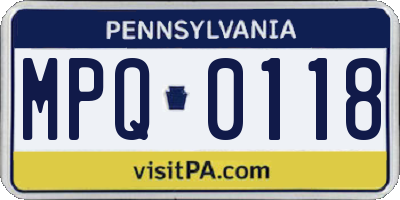 PA license plate MPQ0118