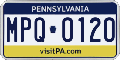 PA license plate MPQ0120