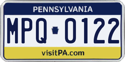 PA license plate MPQ0122