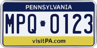 PA license plate MPQ0123