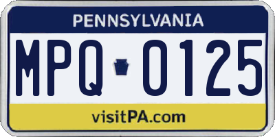 PA license plate MPQ0125