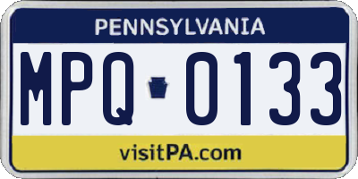 PA license plate MPQ0133
