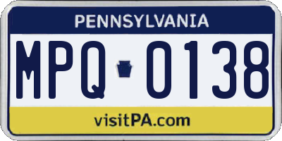 PA license plate MPQ0138