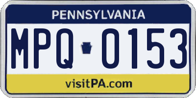 PA license plate MPQ0153