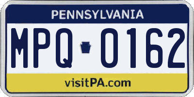 PA license plate MPQ0162
